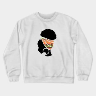 Afro Hair Woman with African Pattern Headwrap Crewneck Sweatshirt